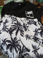 Men's 2 Piece Hawaiian Short Set Size Large