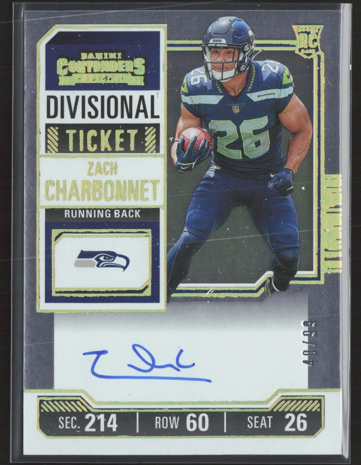 2023 PANINI CONTENDERS ZACH CHARBONNET RC ROOKIE AUTO DIVISIONAL TICKET 40/99
