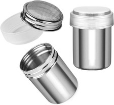 2 Pack Powdered Sugar Shaker Duster, Cinnamon Shaker Flour Sifter, Fine Mesh Sta