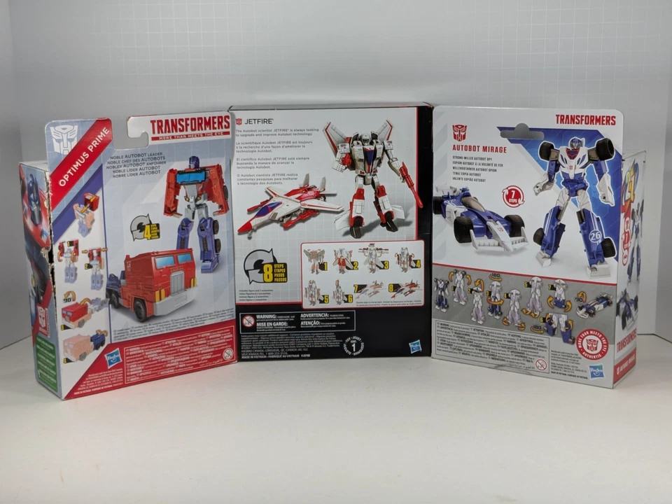 LOT Of 3 Transformers Cyber Battalion Jetfire, Authentics Optimus Prime & Mirage - Image 2 of 4