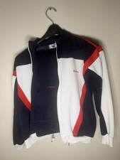 Vintage MacGregor Men's Medium Tracksuit Jacket Zip Up Navy Red White Poly Blend