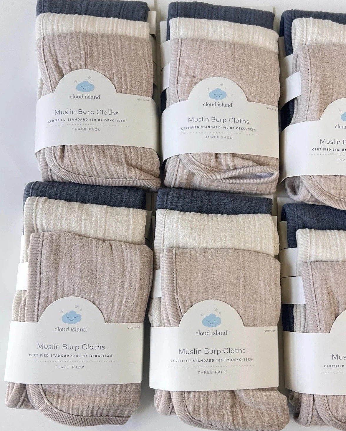 Lot 12 Pack Cloud Island Muslin Burp Cloths 19.5"x8.25" Large Neutral 4 Sets
Opens in a new window o