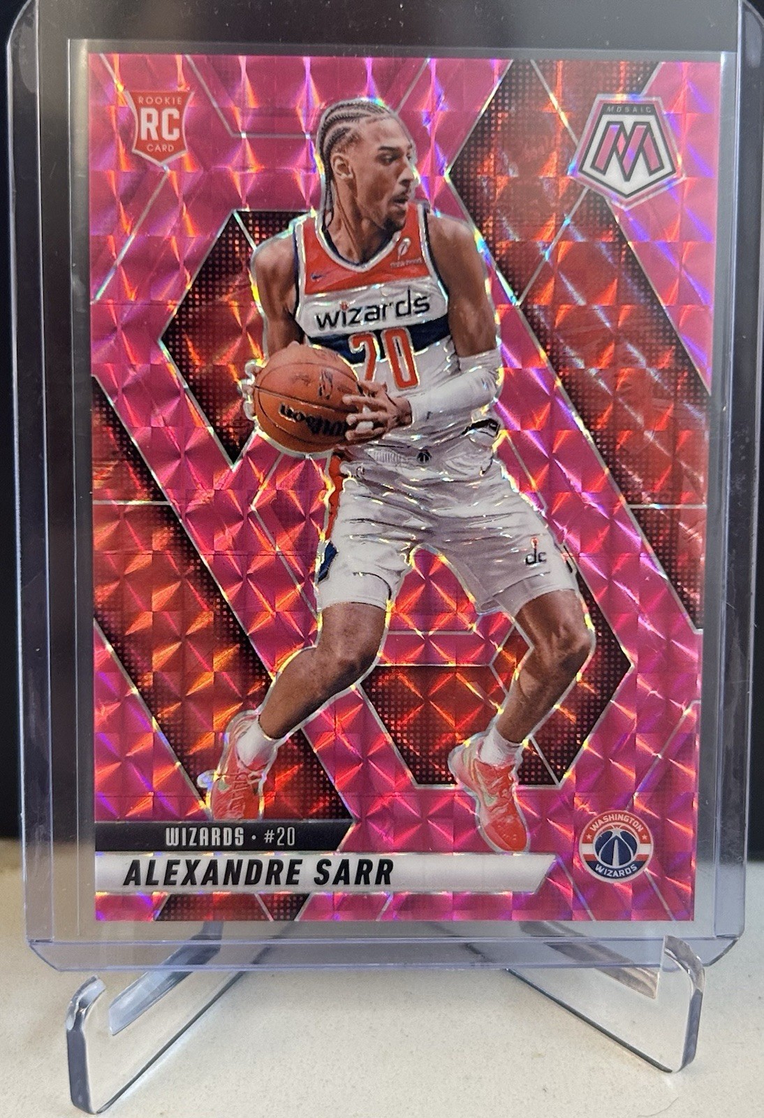 2024-25 PRIZM MOSAIC - ALEXANDRE SARR PINK MOSAIC PRIZM WIZARDS RC /175 #216
