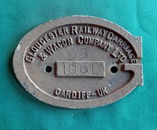GLOUCESTER RAILWAY CARRIAGE & WAGON ALUMINIUM PLATE