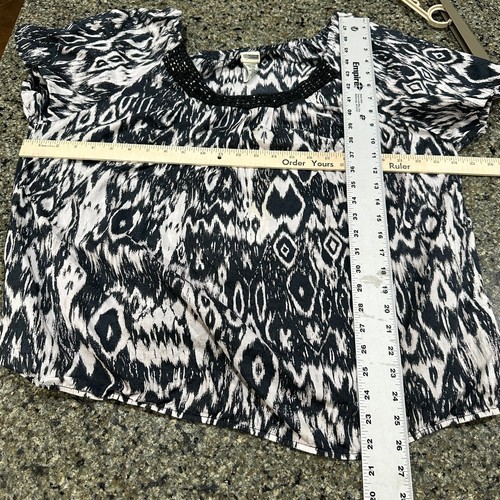 Route 66 Top Plus 2X Gray White All Over Print Short Sleeve 100% Cotton - Picture 4 of 7