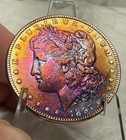 1897 MORGAN DOLLAR GEM BU RAINBOW TONER REVERSE BULLSEYE TONED — photo 7