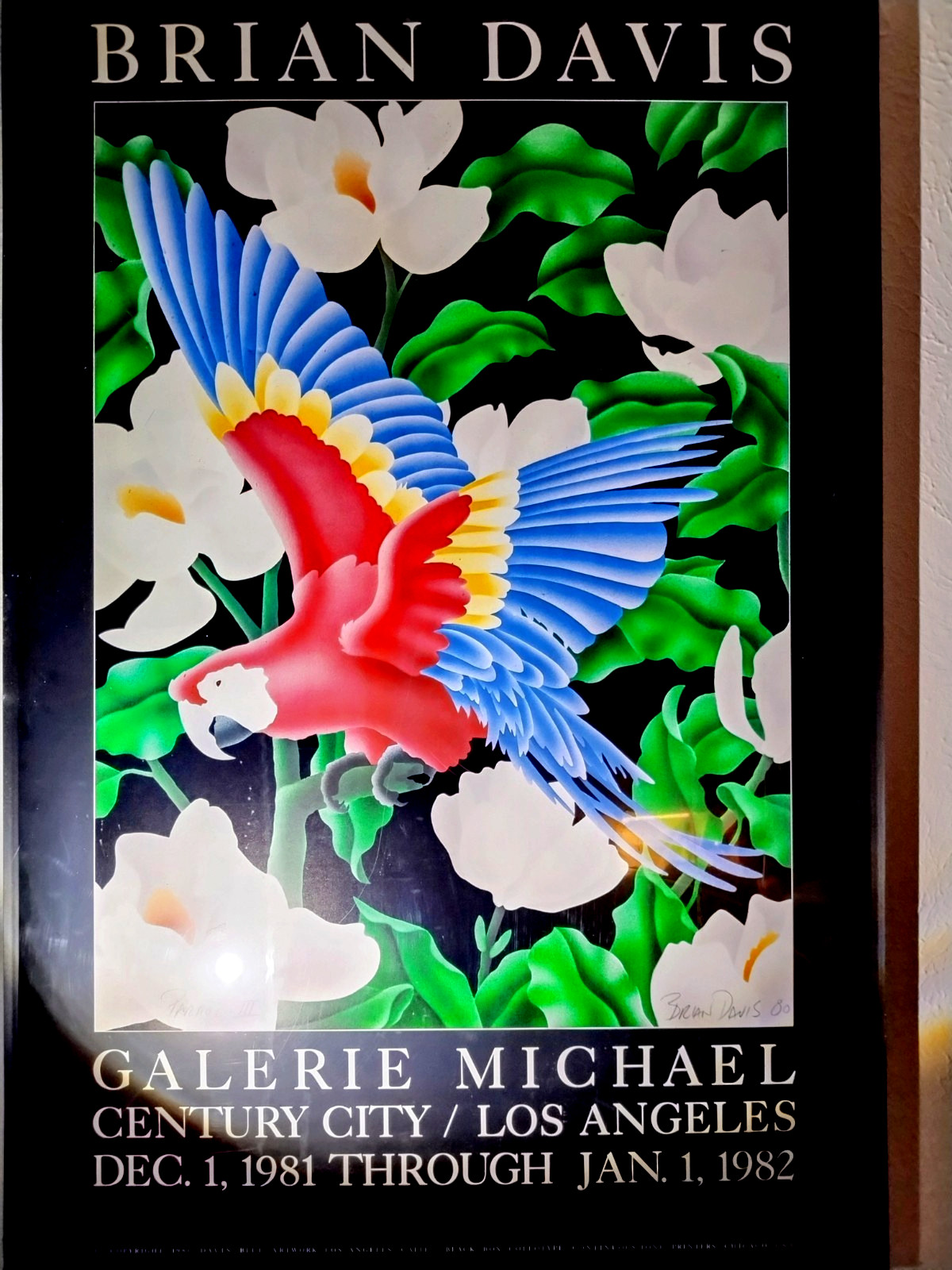 BRIAN DAVIS SIGNED 1981 W/COA PRINT LOS ANGELES EXHIBIT "PARROT III" Sealed