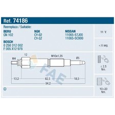 4x FAE Glühkerze 1106557J00 1N0218601 | 214015