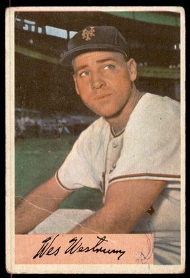 1954 Bowman #25  WES WESTRUM  New York Giants  VG (Crease/Pen)