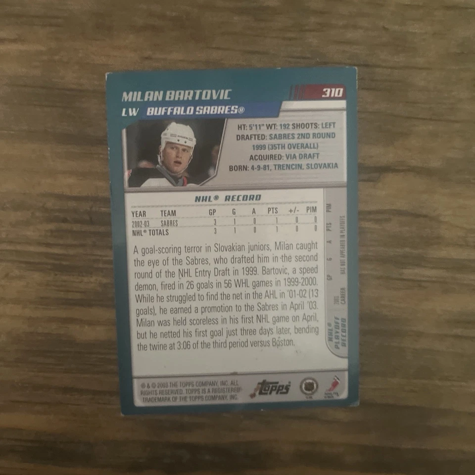 2003-04 Topps - Milan Bartovic #310 (RC) - Image 2 of 2
