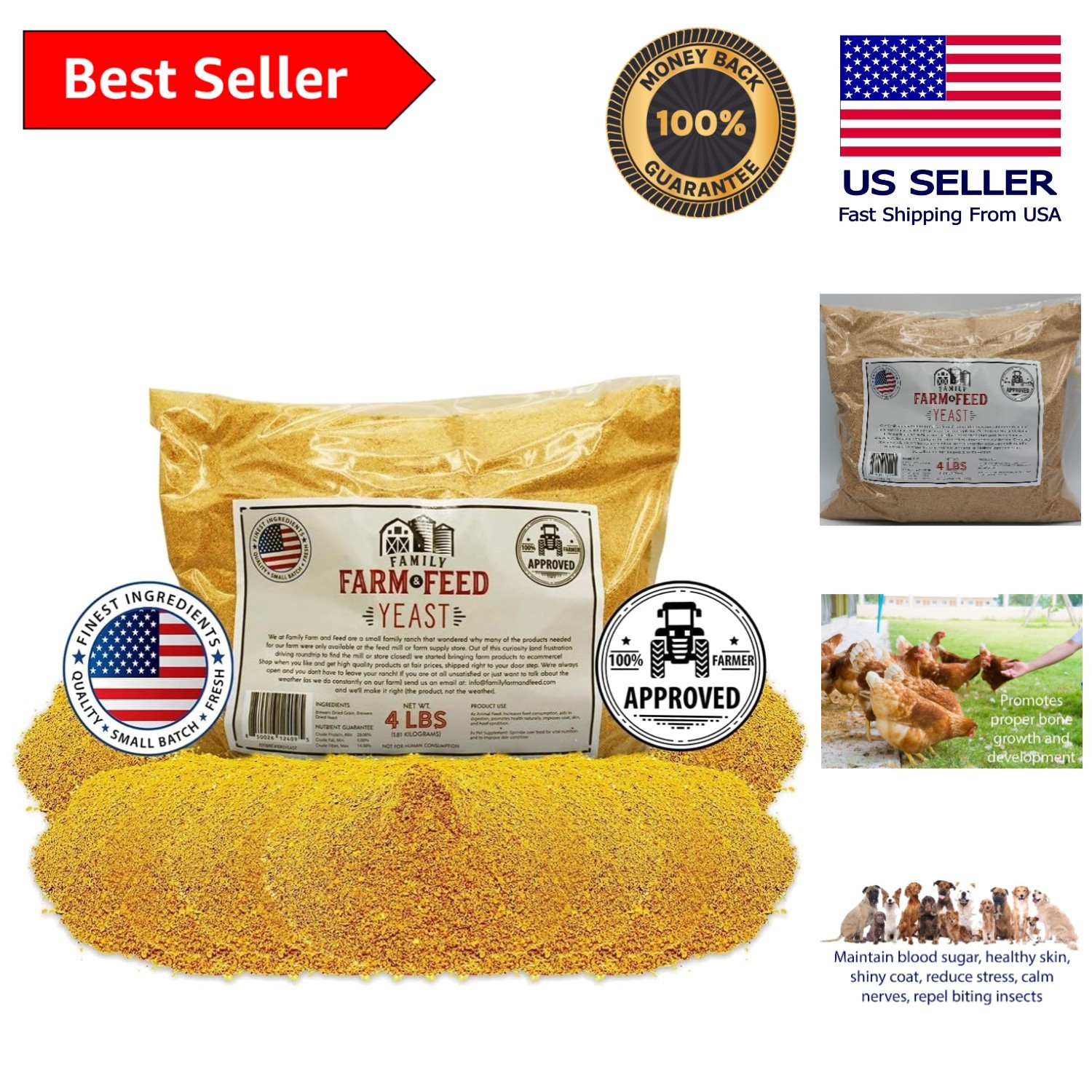4 lbs Brewers Yeast Granules for Pets &ndash; Enhances Digestive