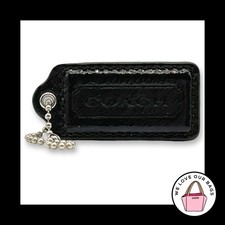 COACH HANG TAG 2.25" Bag Charm Keychain Fob Dark Brown Patent Leather Large