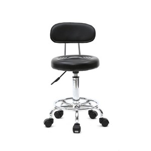 Round Height Adjustable Rolling Salon Stool Drafting Swivel Task Chair w/Back