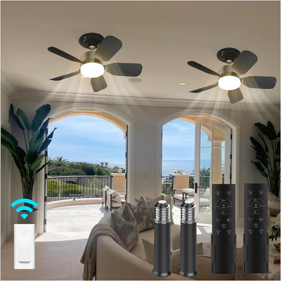 2 Pack 20'' Remote Socket Fan Light, 30W, 2000 Lumens, 6 Speed for Any Room