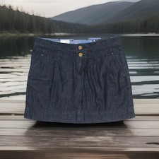 Y2K Gap Pleated Denim Skirt 27/4 W30 Dark Wash Blue Jean Cotton Pockets Womens