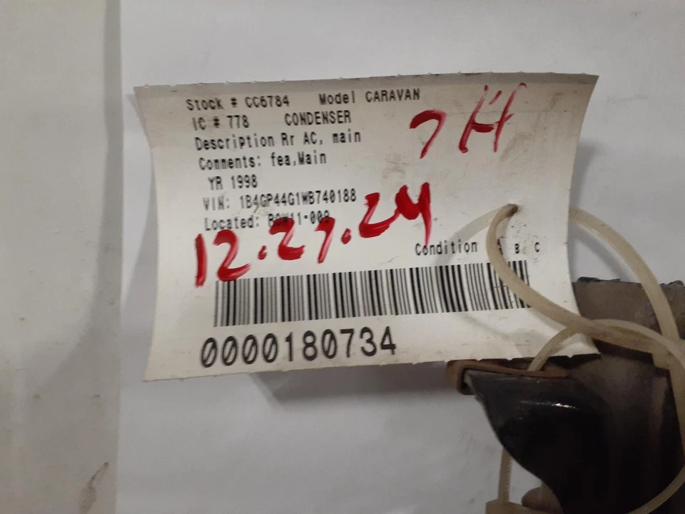 Used A/C Condenser fits: 1998 Dodge Caravan w/rear AC auxiliary Grade A - Изображение 4 из 4