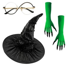Wicked Costume Set,Witch Hat,3Pcs Dress-Up Cosplay Accessory