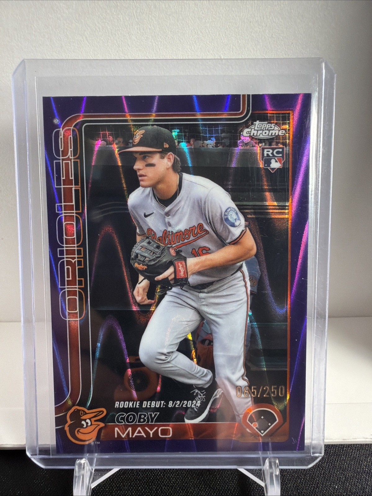 2025 Topps Chrome Update Series Coby Mayo Rookie Debut USC94 Purple RayWave /250