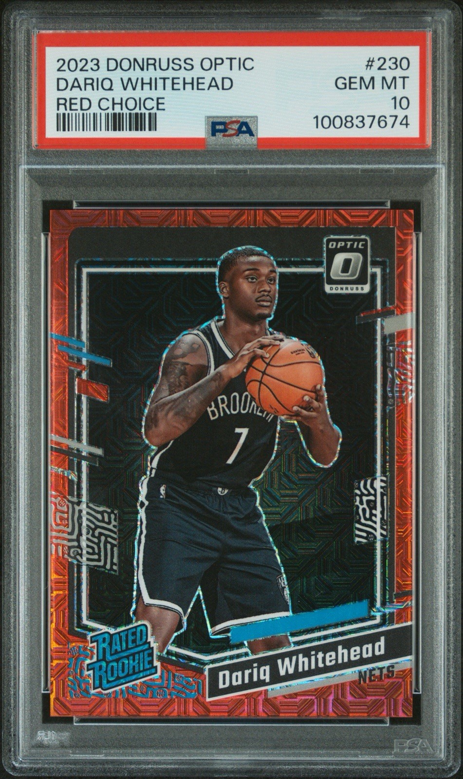 2023 Donruss Optic Dariq Whitehead Red Choice /88 Rookie PSA 10 - Nets