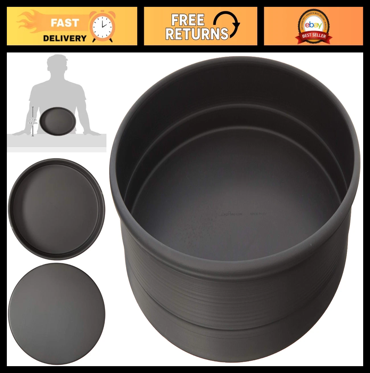 12" Chicago Style Deep Dish Pizza Pan - 2.25" High, Non-Stick Bakeware