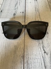 Women s Oversized Square Sunglasses Black Plastic Frame Solid Gray Tinted Lenses