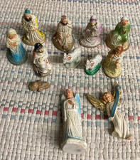 VTG Chalkware Nativity Figures Christmas Holiday Stable Angels Kings Sheppards