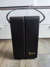 Harrods 2 Bottle Champagne Wine Bottle Carry Case Holder Faux Brown Leather Case