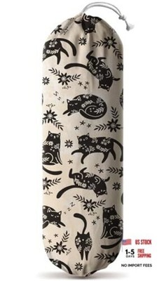 Hglian Black Cat Plastic Grocery Bag Holder,Cute Vintage Cat Lady and Flowers