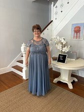 MGNY Mother Of The Bride Gown Size 20 Plus Size Slate Blue