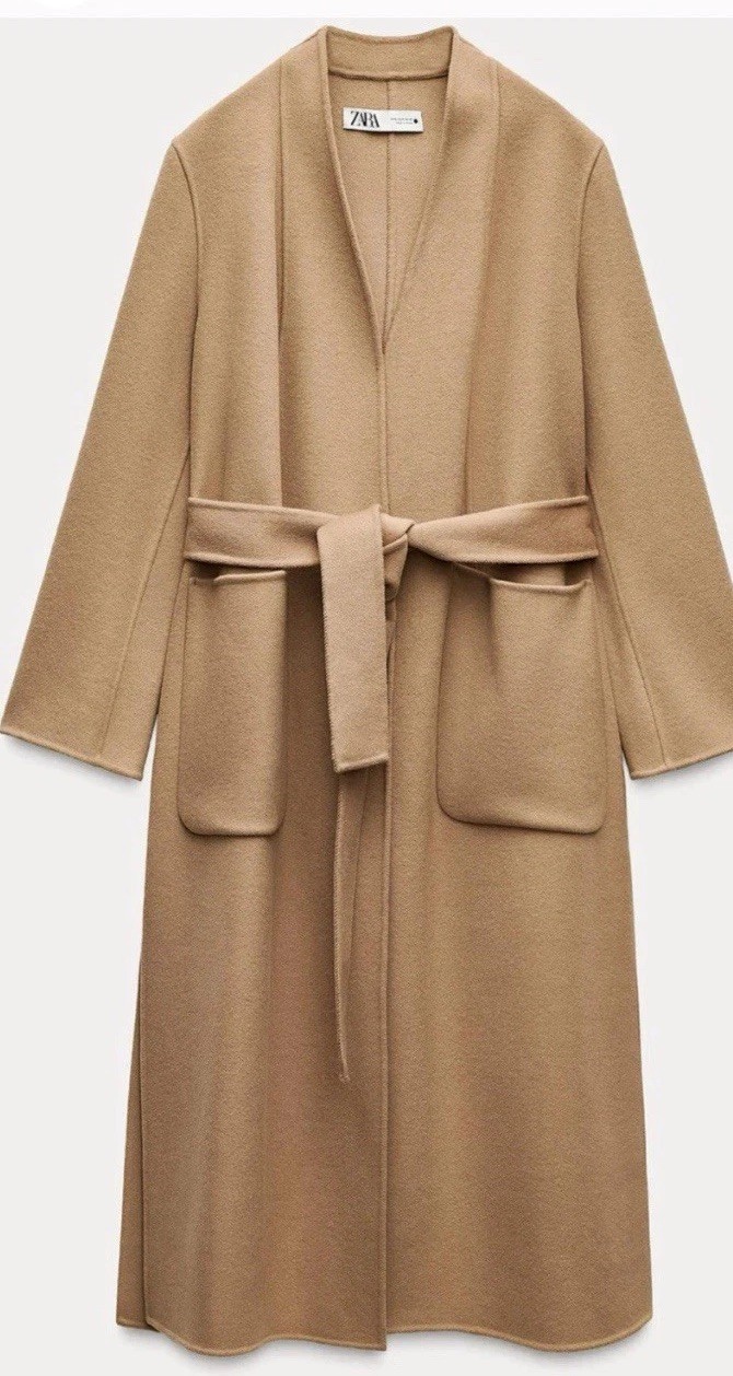 ZARA ZW COLLECTION 100percent WOOL COAT CAMEL NEW FW24/25 Size L 8491/253 RRP £189.99 image 6