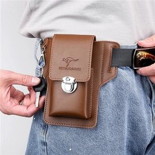 Men Cell Phone Belt Pack Bag Loop Waist Holster Pouch Case  Leather Wallet Cover