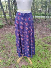 90s Dark Floral Maxi Skirt M Grunge Rose Button Front Cottage Sag Harbor Vintage