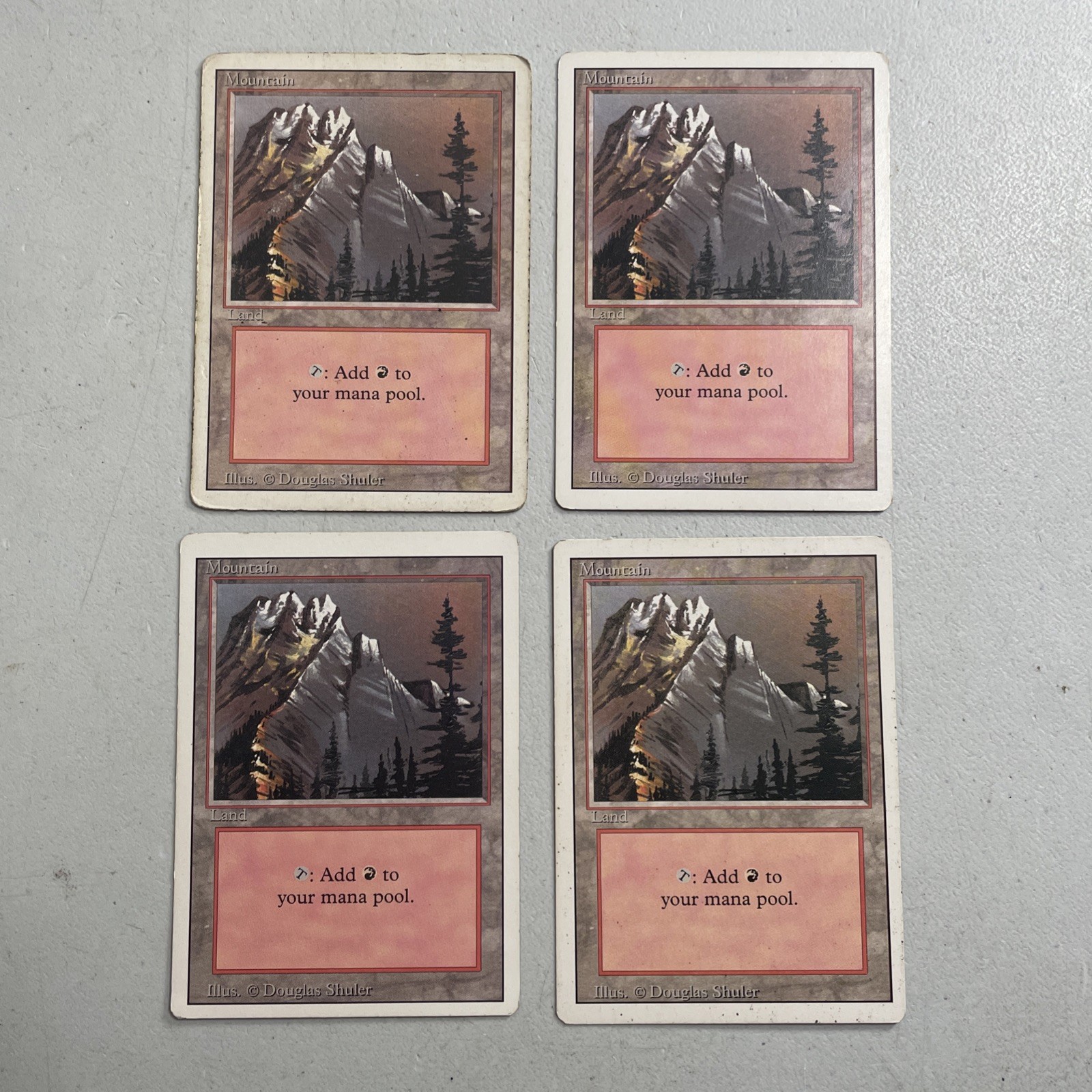 Magic the Gathering MTG 1994 Revised Edition Card -- Mountain A #290 (x4)
