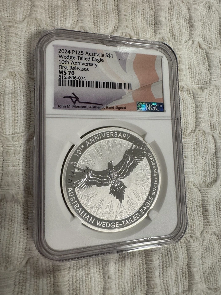 2024 P125 1 Oz Australia Wedge-Tailed Eagle 10th Anniv. NGC MS70 First Releases! - Image 2 of 3