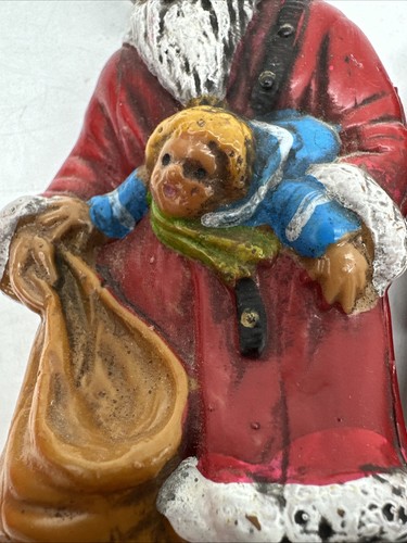 Vintage 2 Weihnachtsmann Weihnachtsschmuck Vintage Hohl Kunststoff Blasform 4" GC - Bild 9 von 10