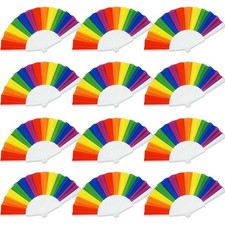 12 Pack Rainbow Folding Fans Pride Decorations Pride Fan Gay Lesbian Wedding ...