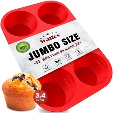Silicone Texas Muffin Pan - 6 Cup Jumbo Silicone Cupcake Pan Non-Stick Just Po
