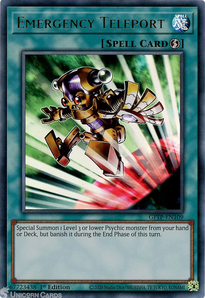 GFTP-EN109 Emergency Teleport Ultra Rare 1st Edition Mint YuGiOh Card