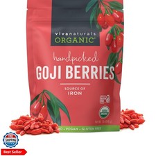 Organic Dried Goji Berries, 1 lb 454 g Non-GMO, Wolfberries, Perfect for G...