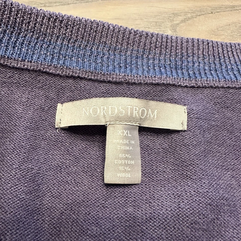 Chaleco Suéter Nordstrom Púrpura Para Hombres XXL Mezcla de Algodón Lana Cuello en V Golf Informal Foto 3 de 4