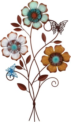 Moxweyeni Tricolor Flower Wall Decor Vintage Metal Art Rustic... 