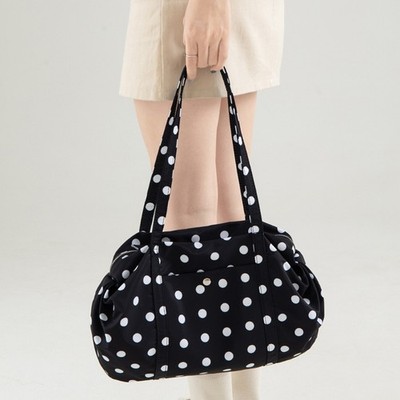 Elegant Wear Resistant Nylon Purse Trendy Dot Print Spacious Shoulder Bag For
