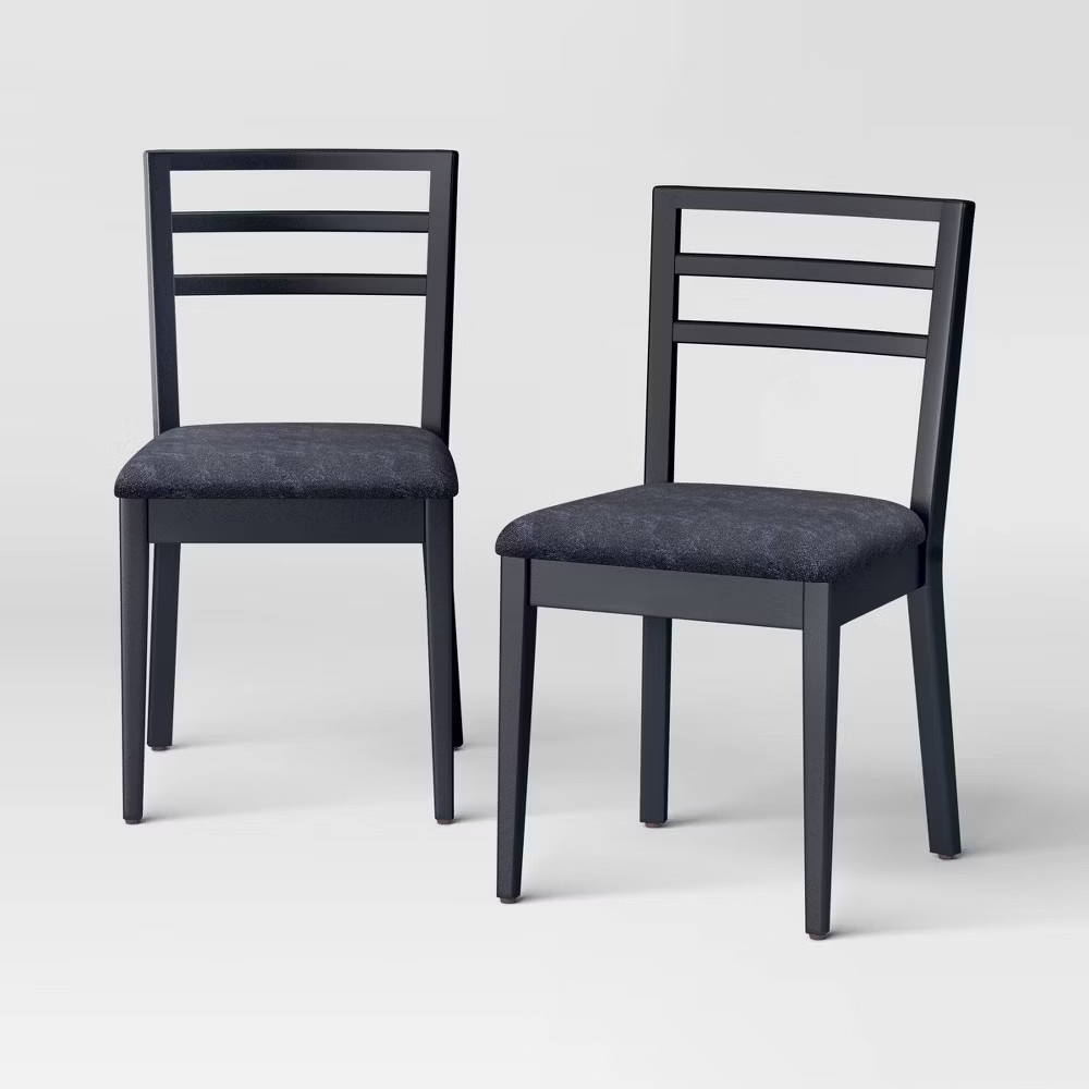2pk Ladder Back Dining Chair Black - Room Essentials 16190₽