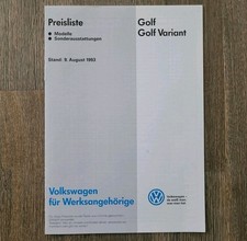 INTERN VW Golf III Variant 1H Preisliste Werk...