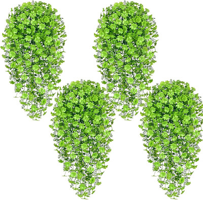 Artificial Hanging Four-leaf clover, 4pcs Fake Hanging Plants, Faux Ivy Pothos V