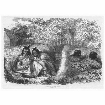 INDIANER INDIANER Red River Ojibwe - antiker Druck 1870