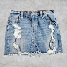 Hollister Mini Skirt Womens 0 Blue Y2K Micro Thigh High 2000s Grunge Babydoll