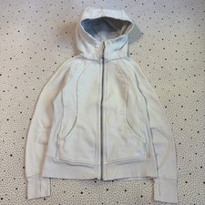 Lululemon Scuba Full Zip Hoodie Women's 6 White Thumbholes Fleece Athleisure
