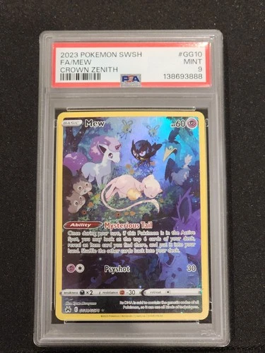 2023 POKEMON SWSH CROWN ZENITH MEW GG10/GG70 FULL ART HOLO PSA 9