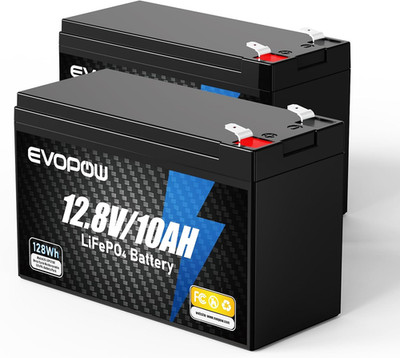 2 Pack 12V 10Ah Lifepo4 Battery, 5000+ Cycles Lithium 12V 10Ah Battery Built-In